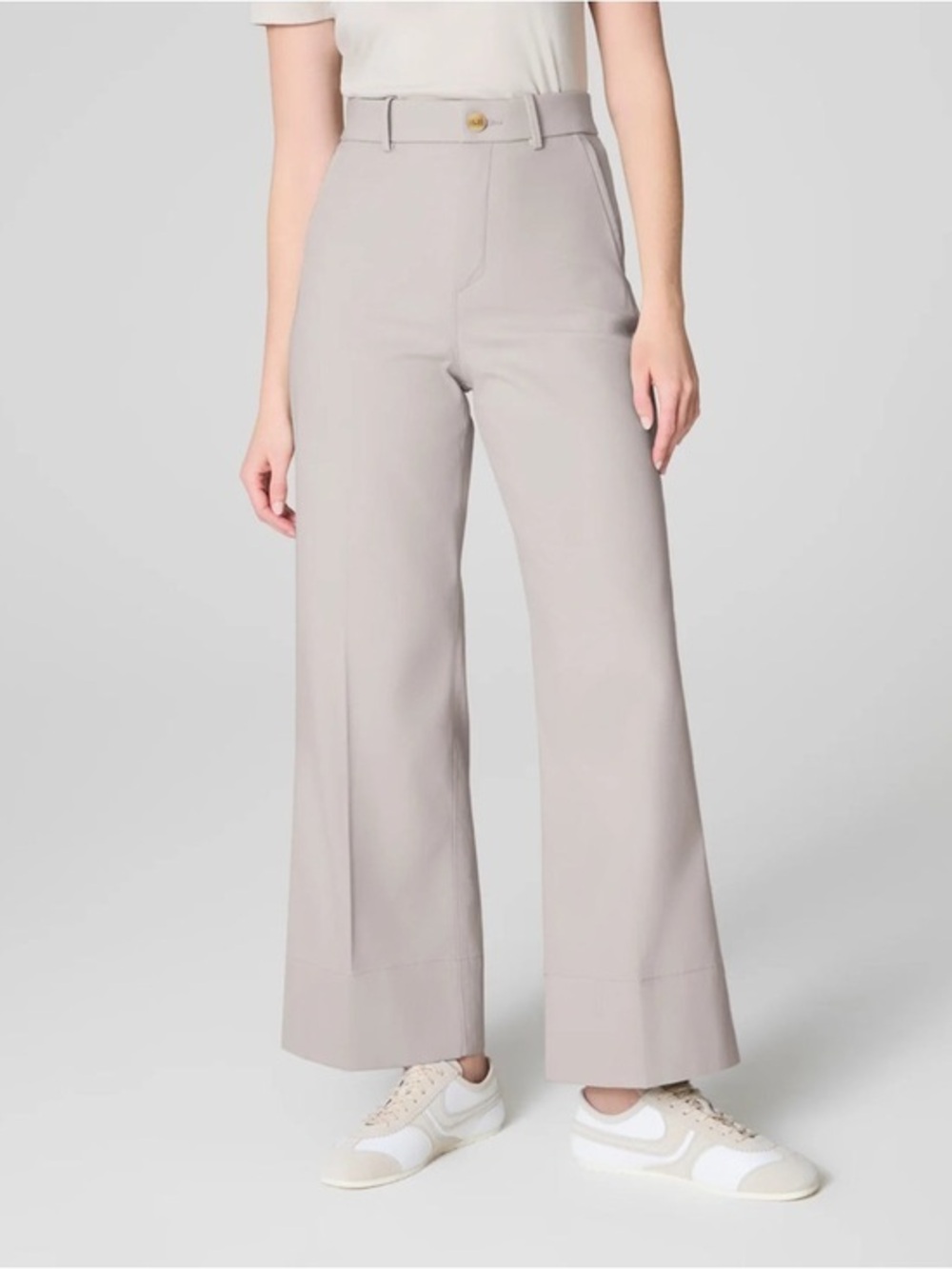 NWT Spanx stretch twill wide leg pants bone
